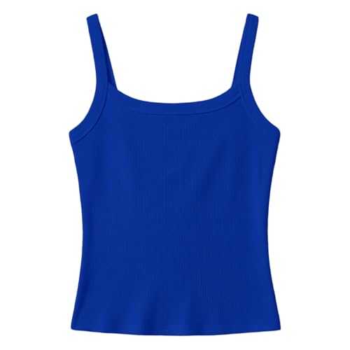 Débardeur côtelé sans manches extensible pour fille, t-shirt basique décontracté coupe ajustée pour enfants, tout-petits et adolescents, bleu, 9-10 ans