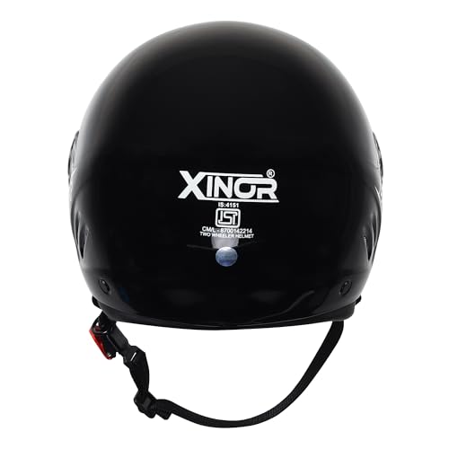 Image of Buff Open Face Motorcycle Helmet Medium | ISI Certified Unisex Helmet | Lightweight ABS Shell with Clear Visor & Quick Release Strap for Bike & Scooter Riders (Matte Black)