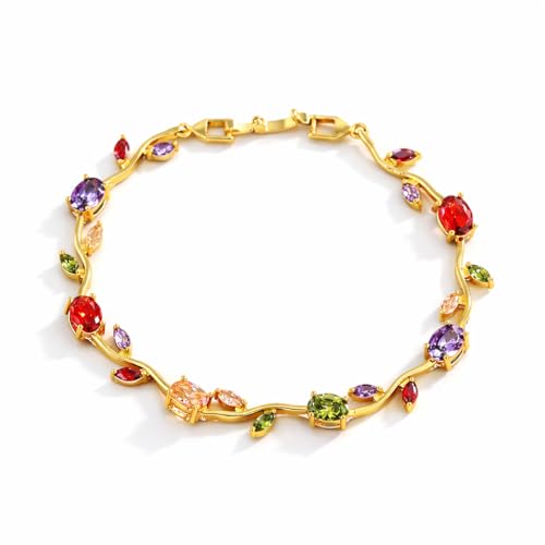 Image of Trendy Tulip Bracelet for Women | Gold Plated Pink Crystal Floral Bracelet | Elegant Minimalist Jewelry | Adjustable Chain Bracelet Gift for Girls Women | Stylish Party Daily Wear Accessory
