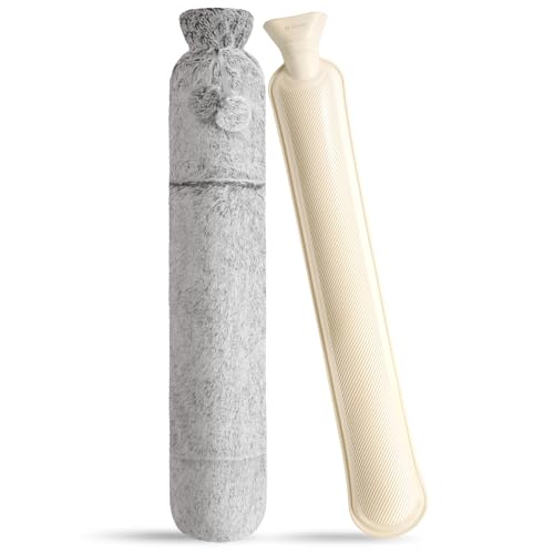 Wärmflasche Lang 2,2L mit Weichem Bezug, 75cm Hot Water Bottle Bettflasche Schlauch-Wärmflasche zu Hitze auch Kühlen für Nacken, Schulter,...