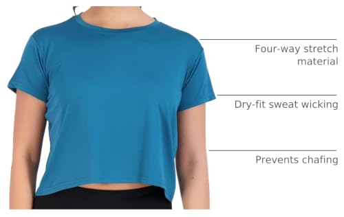 Image of Real Essentials 5 Pack: Women's Dry-Fit Crop Top Short Sleeve Shirts Workout Gym Cropped Athletic Tee (Available in Plus)