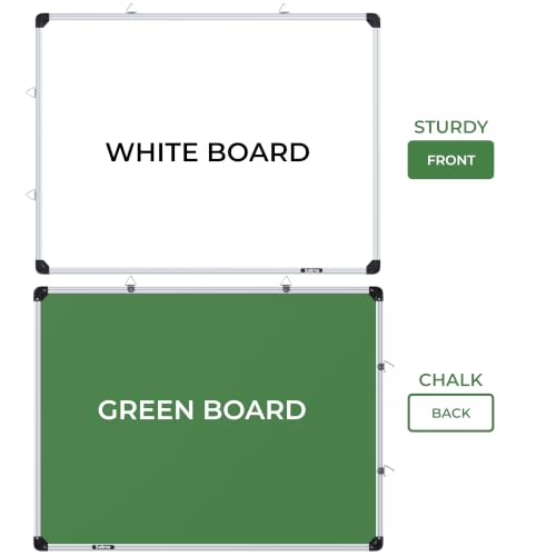 Image of Amazon Brand - Solimo Non-Magnetic Double Sided Whiteboard & Chalkboard | 6x4 Feet (180x120 cm) | Dry Erase Marker & Chalk Writing Board | Home, Office, School, Kids | Aluminium Frame | Pack of 1