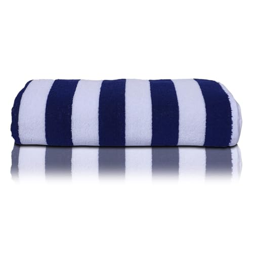 Image of HOME + STUDIO 100% Cotton Towel Used for Hotel Pool /Swimming /Beach /Bath Sheet /Extra Large Size Bath Towel - Pack of 4 - Size 90 CM x 180 CM (36 inch in x 72 inch in) - Blue & White Stripes