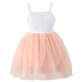 Little Girl Tutu Dress Lace Strap Dresses A-Line Tiered Tulle Birthday Sundress Pink 4-5Years