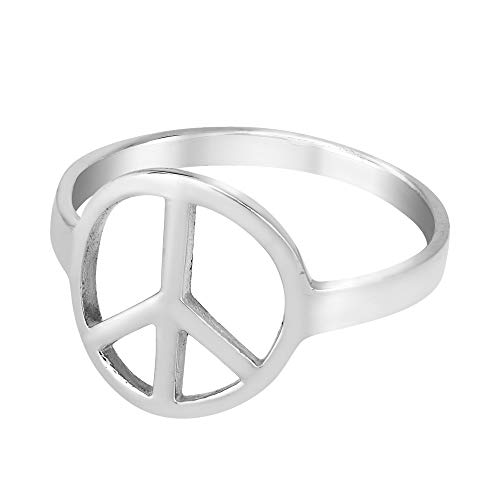 AeraVida Shiny Peace Sign No War .925 Sterling Silver Ring2