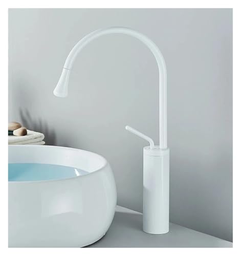 Lavabo de salle de bains robinet cascade mitigeur blanc orientable 360° - 2