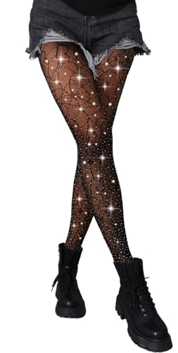 Image of Sparkle Fishnet Stockings for Women, High Waist, Stretchy & Snag-Free for Daily Wear, Parties, Cosplay