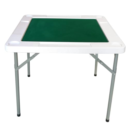Table de mahjong pliante carrée avec tapis vert et porte-gobelet - 2