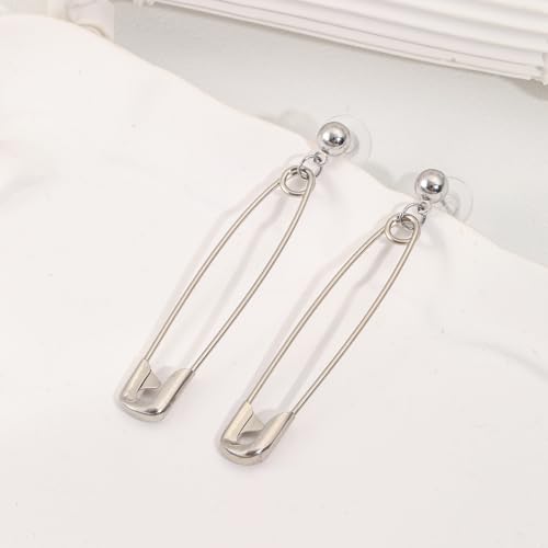 Paper Clip Earrings Stainless Steel Minimalist Safety Pin Silver Earrings Halloween Vampire Jewelry for Monster Cosplay Party4