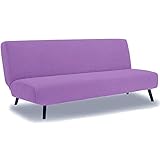 YOPOIY Jacquard Stretch Sofabezug Ohne Armlehnen, Universal Tailliert Couchbezug Ohne Armlehne Abnehmbare Maschinenwäsche Vollständige Faltung Clic Clac Sofahusse-helles Lila-Mittel (145-180cm)