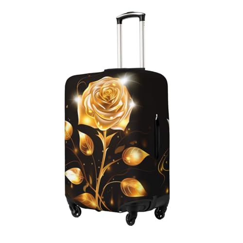 Gold Rose Print Luggage Suitcase Covers Elastic Washable Luggage Protector Luggage Covers For Suitcase2