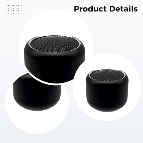 wkao Wireless Speaker, Portable Mini Speaker with Subwoofer, Metal Body, 1.8 in 4.5 cm, Compatible with All Wireless Devices, 300mAh, Black - 4