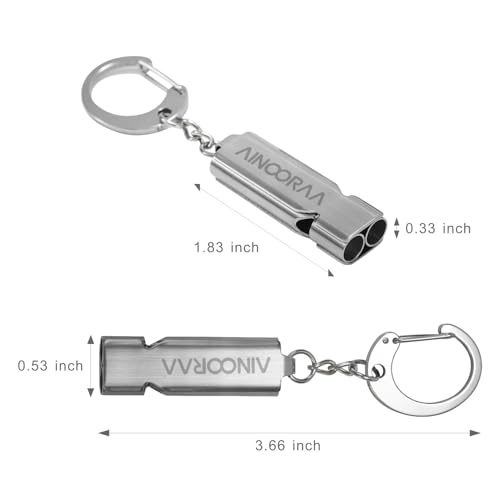 Silbatos de emergencia 2 pack con llavero acero inoxidable miniatura 2