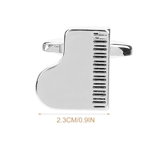 Gemelos de piano para hombre tono plateado miniatura 5