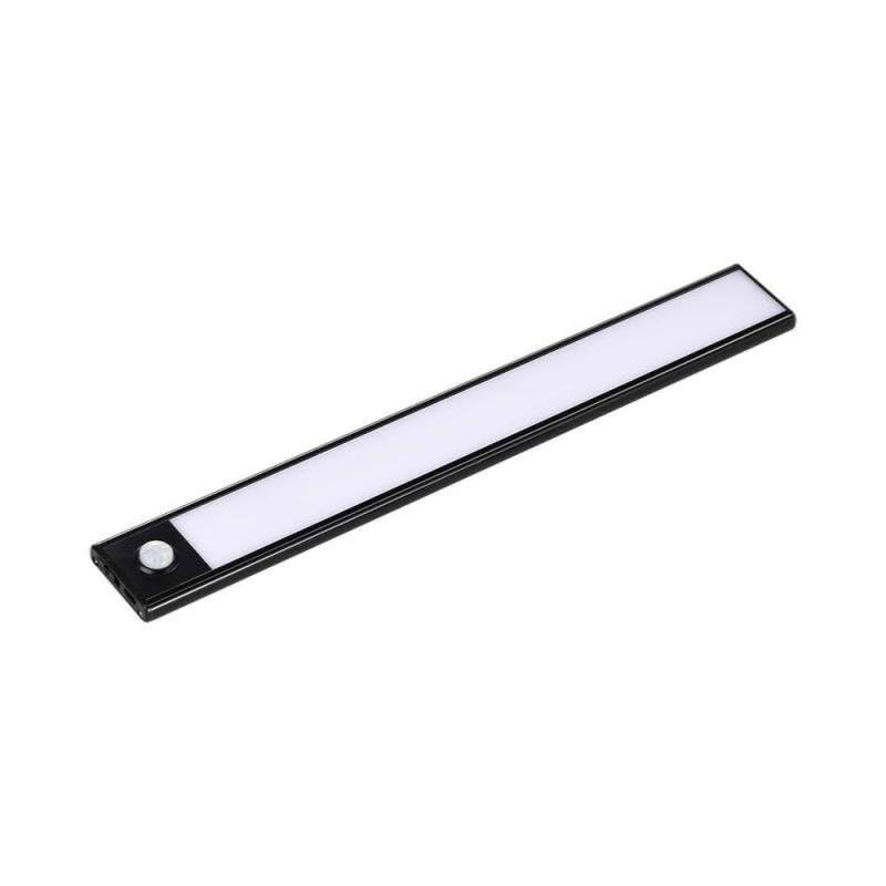 Réglette LED Rechargeable USB 60cm 2,5W Noire avec Détecteur de mouvement - Blanc Neutre 4000K - 5500K