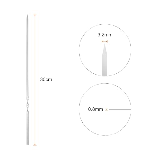 QUARKZMAN 24 szt. szaszłyki do kebob metalowe 30 cm x 3,2 mm x 0,8 mm patyczki do talerzy ze stali nierdzewnej wielokrotnego użytku BBQ szpikulce do grilla otwarty grill kij do mięsa owoce
