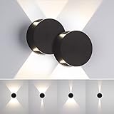 Tubicen Adjustable Wall Sconces Set of Two, Dimmable Black Wall Lights Up Down, DIY Light Beam, 6W Indoor LED Round Wall Lamp for Living Room Bedroom Movie Theater