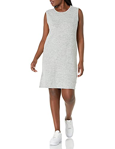 Amazon Brand - Daily Ritual Women's Cozy Knit Muscle Sleeve Dress, Grey Heather,Large