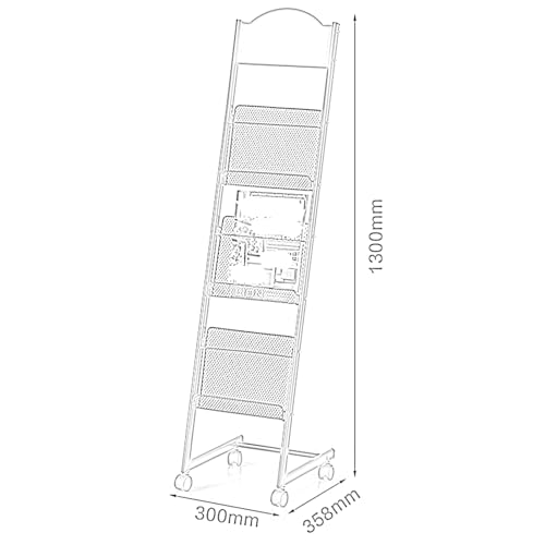 Rack de exhibición de piso giratorio de 4 niveles con base estable para periódicos 3