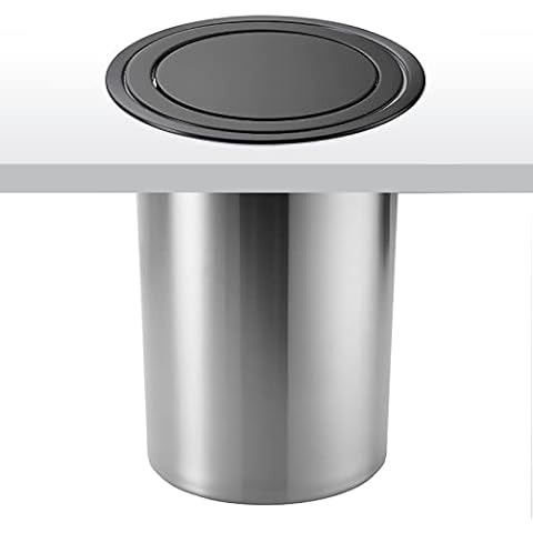 AEGIFT Kitchen Trash Can Built-in Countertop Rustproof Stainless Steel Trash Bin with Black Balance Swing Flap Lid Embedded Trash Grommet Cover