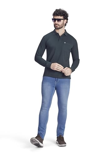 Image of Men's Cotton-Rich Full-Sleeve Polo T-Shirt with Pocket Premium Pique Fabric Casual & Stylish