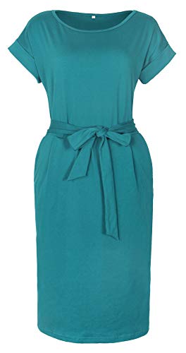 Image of PALINDA Women's Striped Elegant Short Sleeve Wear to Work Casual Pencil Dress with Belt