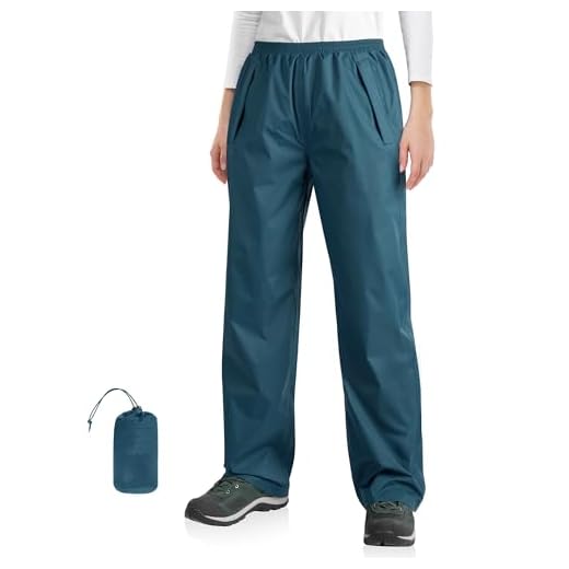 33,000ft Women's Rain Trousers Waterproof Bicycle Overtrousers Reflective Windproof Lightweight Outdoor Trousers for Golf Hiking Fishing, Dark Cyan, 14