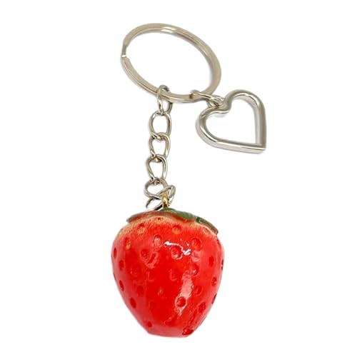 Delicado llavero con dije de teléfono de fresa, llavero único para bolso de coche, cartera, mochila, Multicolor