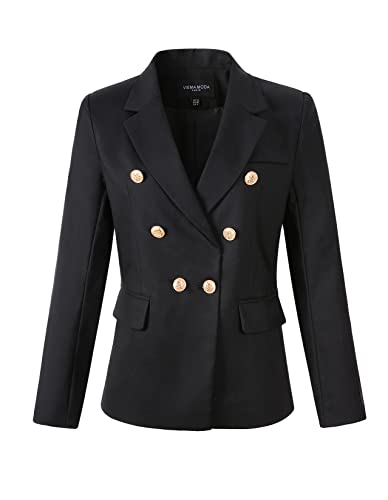 Womens Double Breasted Blazer Ladies Jacket Work Suit
