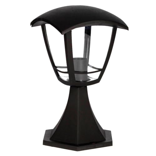 Farol jardín sobremuro negro E27, material resistente, medidas compactas, ideal para exteriores. Diseñado para: iluminar jardines y patios.