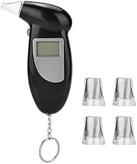 Terisass Breathalyzer Keychain LCD Screen Breath Alcohol Tester Professional-Grade Accuracy Digital Alcohol Detector Portable Breath Checker Analyzer No Backlight with 5 Mouthpieces