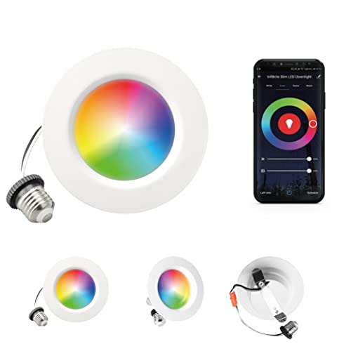 INFIBRITE 4 Inch WiFi Smart 9W 810LM Recessed Retrofit LED Sleek Series Downlight Kit (Includes E26 Connector), Dimmable, Compatible with Alexa and Google, Wet Rated