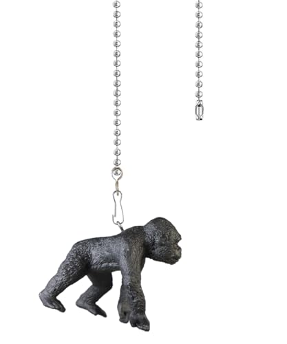 Image of 12 inch Easy-Install Ceiling Fan Pull Chain Set with Decorative Pendant - Extender & Ball Chain Connector for Light Pull Chains, Ceiling Fan Hanging Ornament Accessories (Chimpanzee)