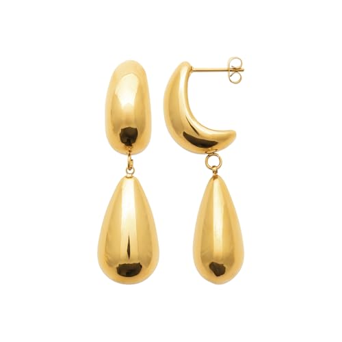 Boucles d'oreilles pendantes acier inoxydable doré demi créoles larges tendance fashion mode