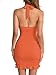 HESUUIO Women Sexy Halter V Neck Dress Tie Backless Ruched Bodycon Short Cocktail Party Club Dress Orange