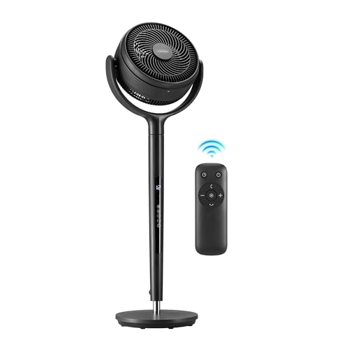 VonHaus Pedestal Fan Air Circulator with 12 Speeds Remote Control 12hr Timer 120 Oscillating Height Adjustable 5 Blades Standing Floor Cooling Fan for Home Office Living Room Bedroom
