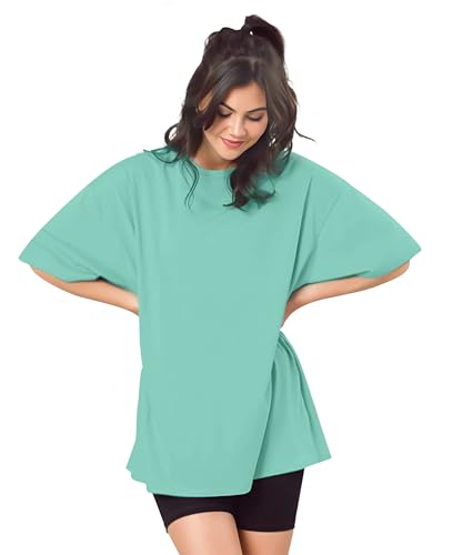 Image of SHODOX Women's Cotton Blend Oversized Drop Shoulder Solid T-Shirt(Pack of 1)