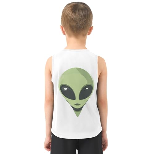 Boys Tank Top Shirts Green Alien Funny Sleeveless T-Shirts Crew Neck for Kids Clothing Children3