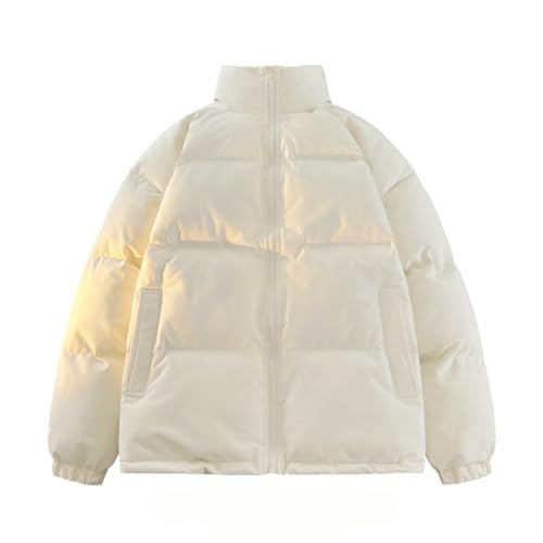 Plumas Hombre Invierno Ropa de Montaña Hibrida Plumifero Chaqueta Acolchada Puffer Jacket Chaqueta Plumas Exteriores Manga Larga El Frio Abrigo Hombre Elegante Blanco 3XL
