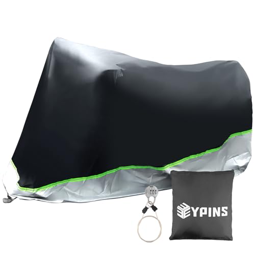 EYPINS Funda para Moto Impermeable de Negro 210D Cubre Moto 210D Poliéster Capa Protector a Prueba de Sol Lluvia Polvo Viento Nieve Excremento de Pájaro al Aire Libre 245x105x125 cm