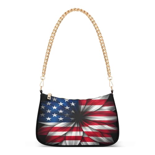Image of Shoulder Bags for Women American US Flag Independence Day Patriotic Hobo Tote Handbag Small Clutch Purse with Zipper Closure