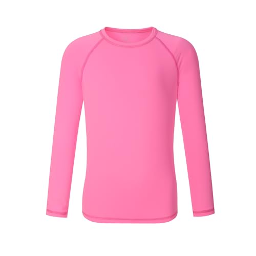 Girls UPF 50+ Rash Guard Neon Shirt Quick Dry Swim Shirts Long Sleeve UV Sun Protection Shirt for Kids Teens