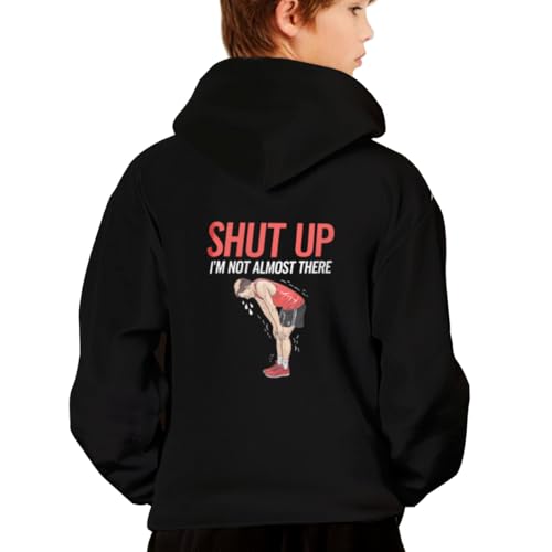 Funny Running I'm not almost there Gym Fitness Hoodies for Teen Girls Boys Lightweight Kangaroo Pocket Sweatshirt2