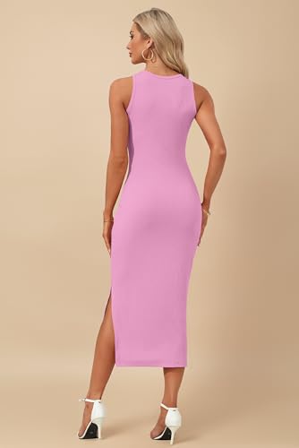 Image of AUSELILY Womens Summer Bodycon Dresses 2026 Basic Casual Sleeveless Knit Tank Midi Dress