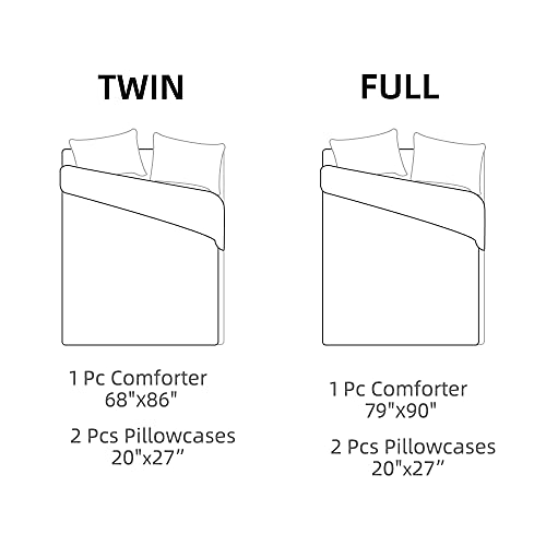 Btargot Japanese Style Comforter Set Full Size,Cherry Blossoms Crane Printed Decor Bedding Set For Kids Girls Women Bedroom Decor,Sea Waves Down Comforter Traditional Retro Theme With 2 Pillowcases #TOP5