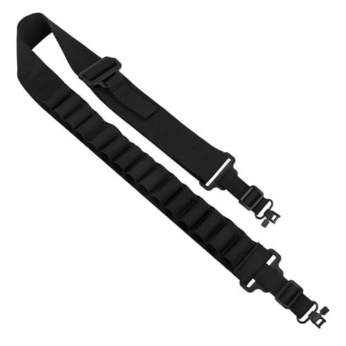 Anglekai Shotgun Sling with Shell Holder, Two Point Gun Sling Strap for 12 Gauge, Adjustable Rifle...