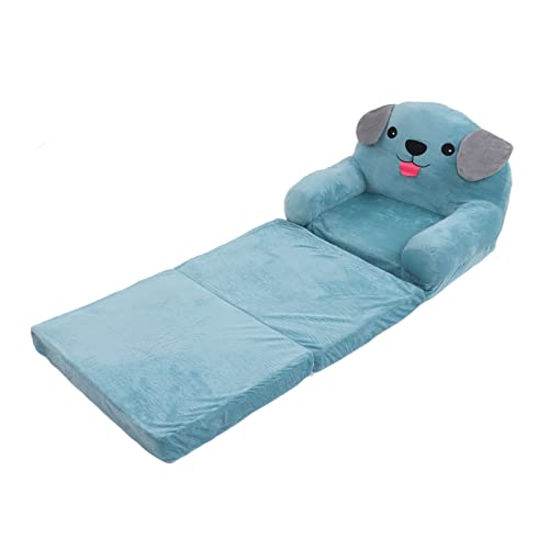 Adorable Blue Puppy Themed Kids Sofa, Dual Use Foldable Cartoon Print Children and Small Sofa Bed (3 Tier)