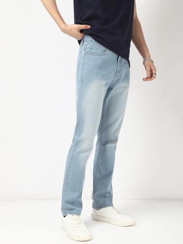 Image of Urbano Fashion Men's Straight Fit Washed Jeans Stretchable