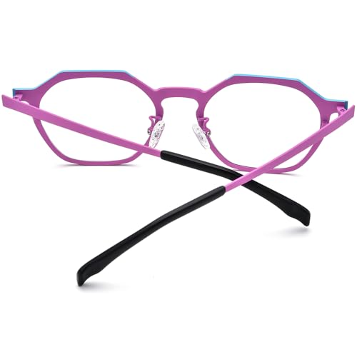 Image of FONEX Colorful Pure Titanium Glasses Frame Women Retro Round Eyeglasses