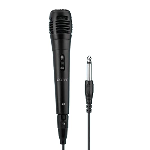 Image of Coby Dynamic Vocal Wired Microphone | Audio Receiver for Singing, Karaoke, Recording | Karaoke Microphone for Parties, Dorm, Birthdays | Mic with Aux Input & Detachable 10-FT Cable for Party Speakers
